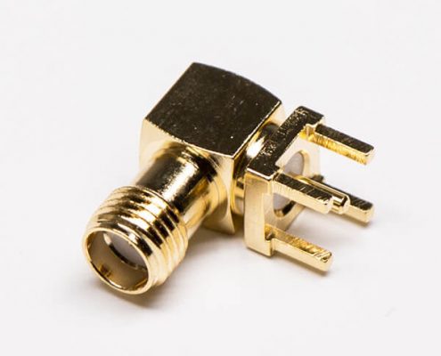 sma母連接器90度彎式鍍金插孔接PCB板